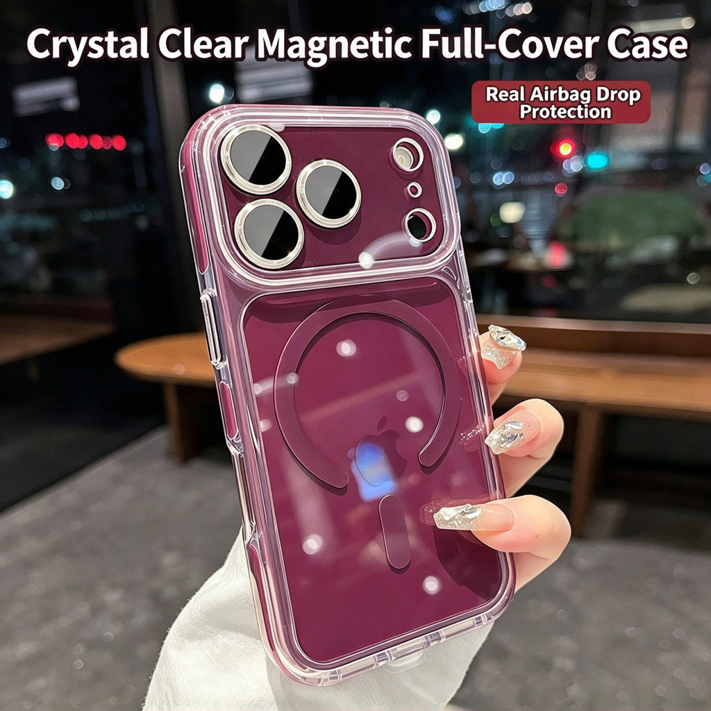 Transparent Magnetic Case for iPhone Series with Electroplated Lens Frame