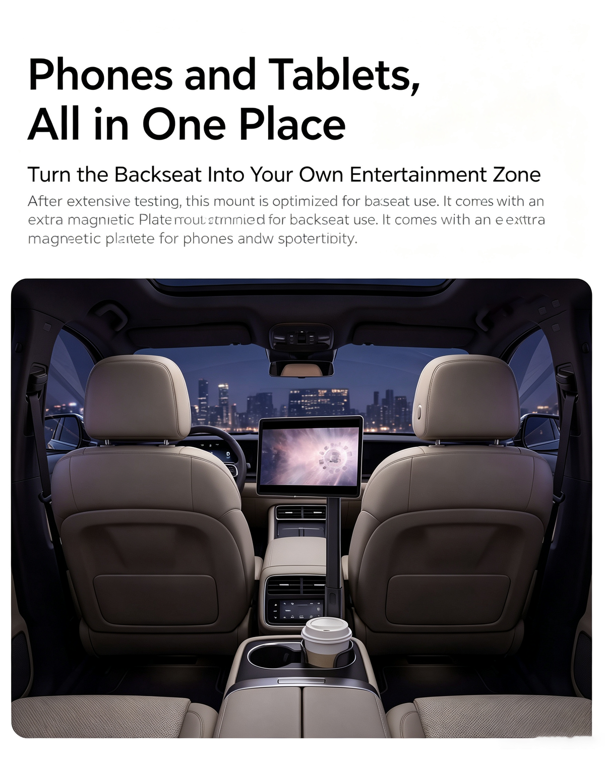 Cup Holder Magnetic Phone Mount for Car, Telescopic Adjustable N52 Strong Magnet Car Phone Holder