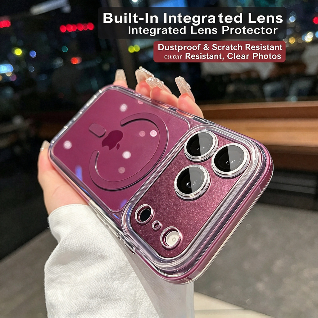 Transparent Magnetic Case for iPhone Series with Electroplated Lens Frame