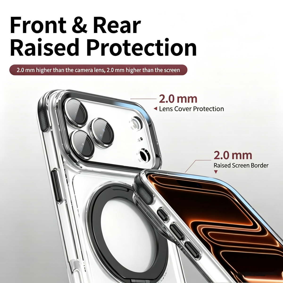 Transparent Magnetic Stand Phone Case for iPhone Series with Lens Protection
