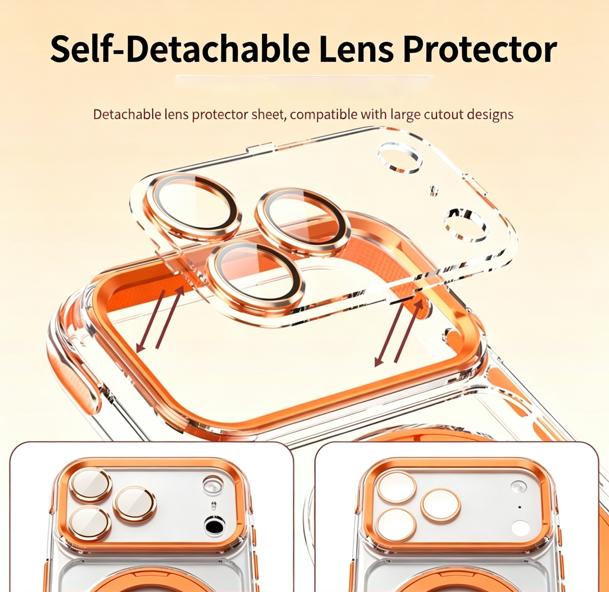 Transparent Magnetic Stand Phone Case for iPhone Series with Lens Protection