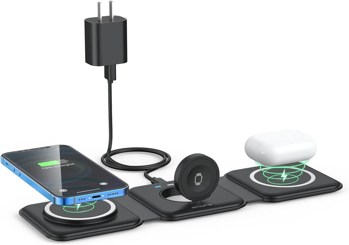 Wireless Charger 3 in 1 Magnetic Travel Wireless Charging Station Compatible