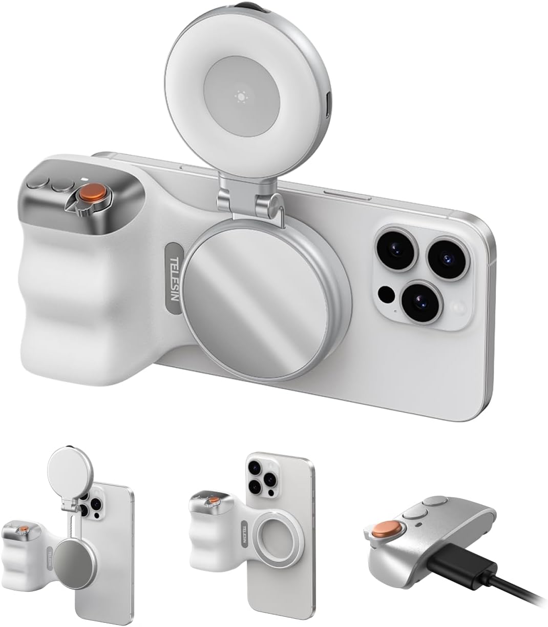 Magnetic Phone Camera Grip & Magnetic Selfie Light Creator Kit