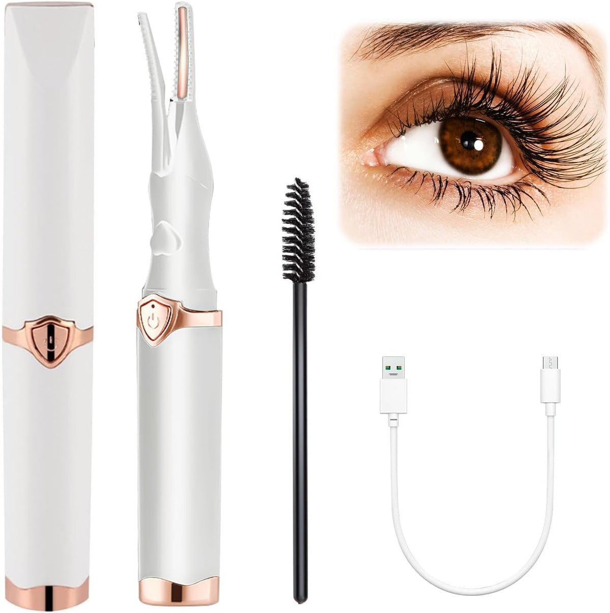Heated Eyelash Curler Mini Electric Eyelash Curler USB Rechargeable Finalize Eyelash Tool Beauty Tools for Women