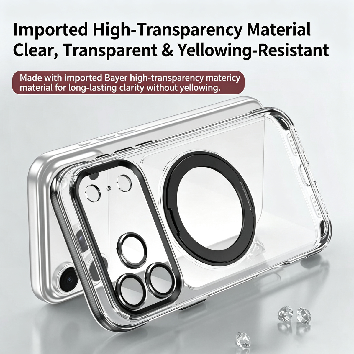 Transparent Magnetic Stand Phone Case for iPhone Series with Lens Protection