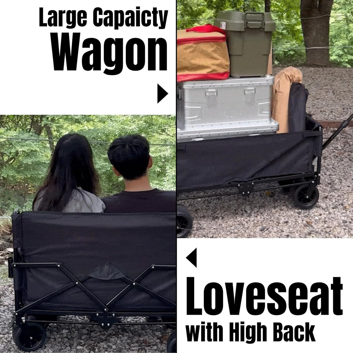 3-in-1 Multifunctional Wagon, Convertible Utility Cart Switches to 2-Seater, Ideal for Beach, Soccer, Baseball Games & Camping