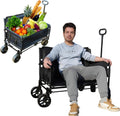 3-in-1 Multifunctional Wagon, Convertible Utility Cart Switches to 2-Seater, Ideal for Beach, Soccer, Baseball Games & Camping