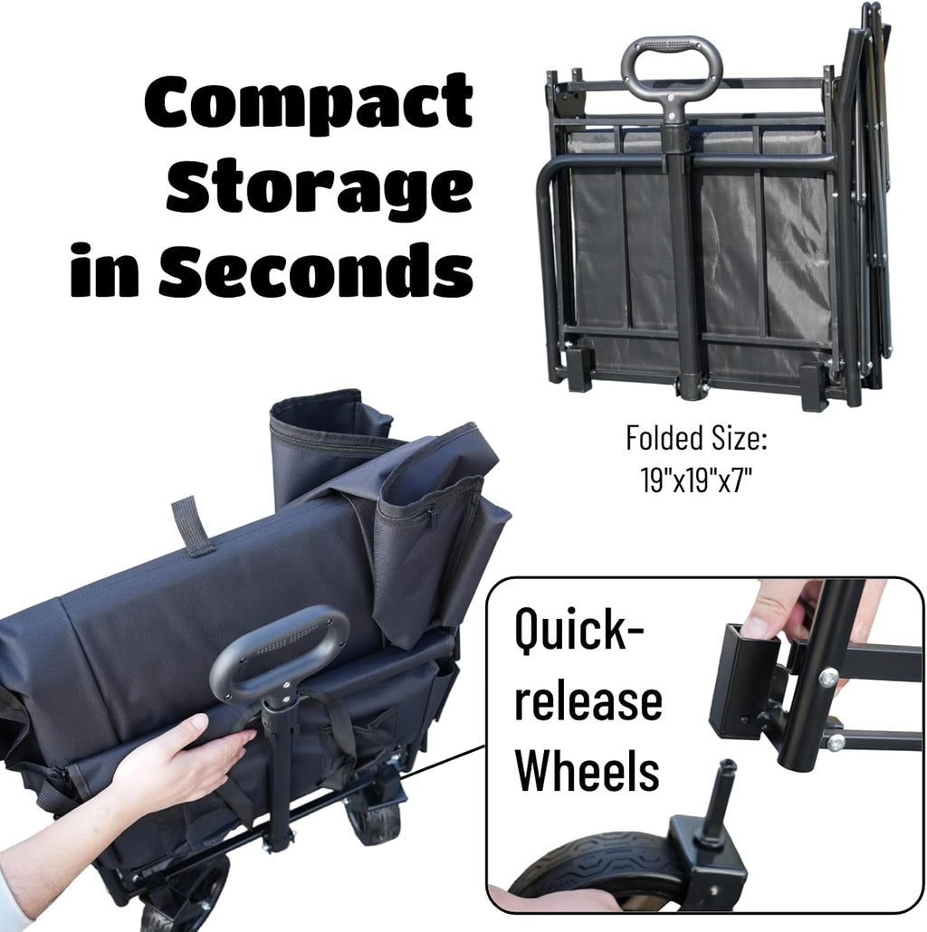 3-in-1 Multifunctional Wagon, Convertible Utility Cart Switches to 2-Seater, Ideal for Beach, Soccer, Baseball Games & Camping