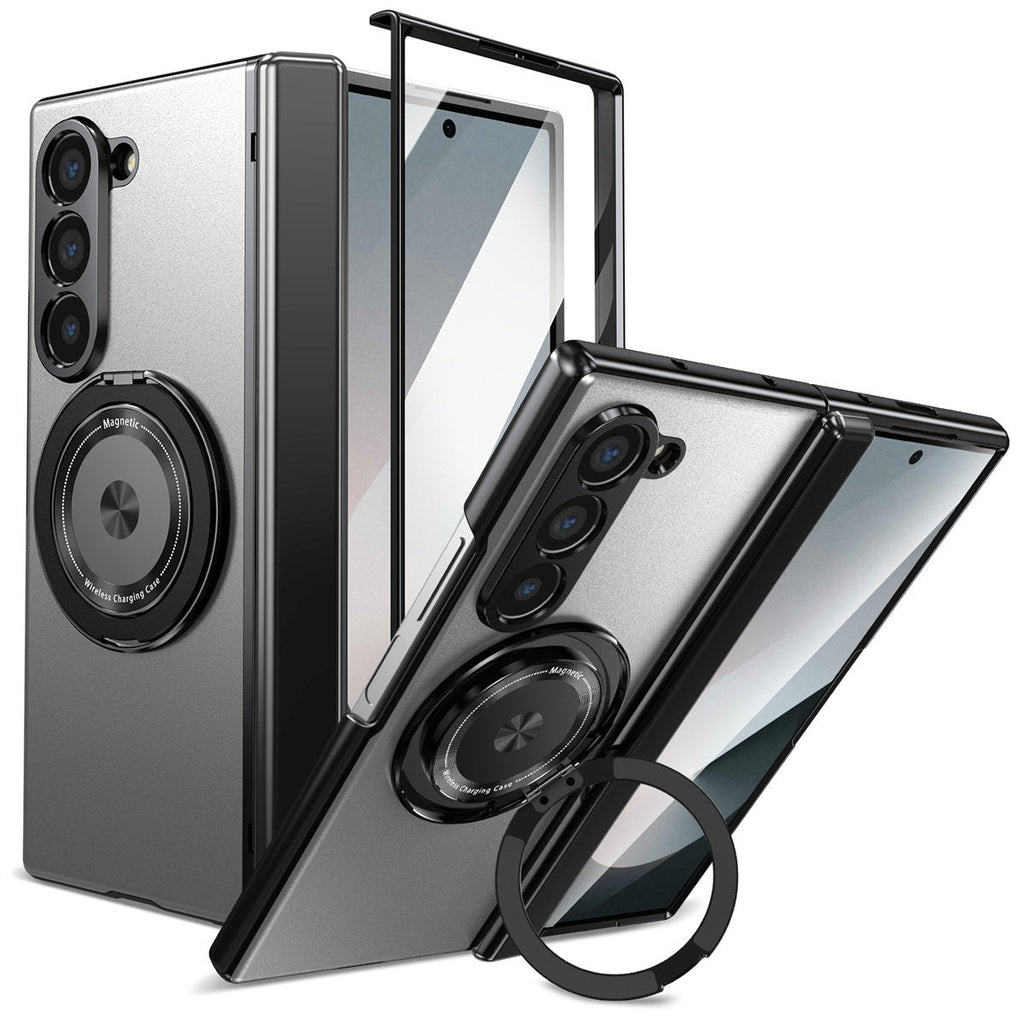 For Samsung Z Fold Series Aluminum Alloy Foldable Phone Case With Ring Kickstand