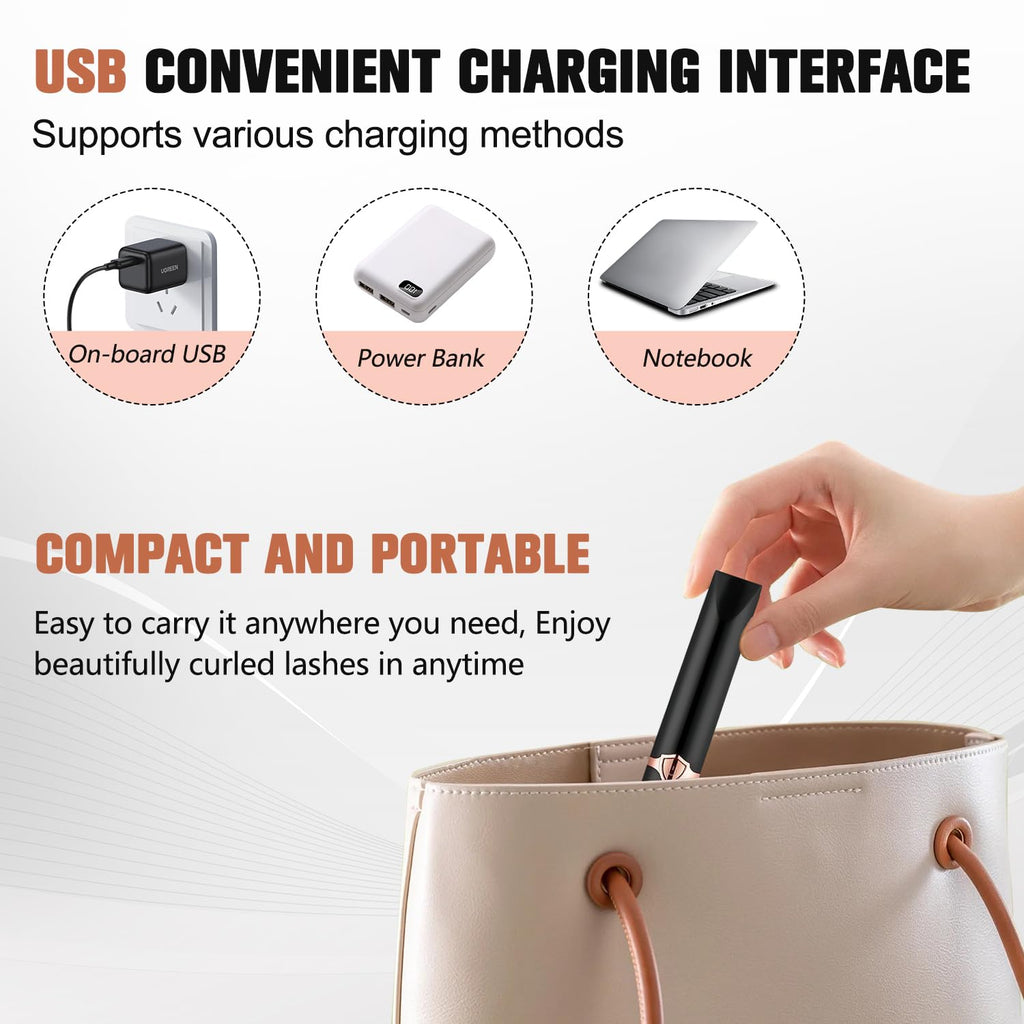 Heated Eyelash Curler Mini Electric Eyelash Curler USB Rechargeable Finalize Eyelash Tool Beauty Tools for Women