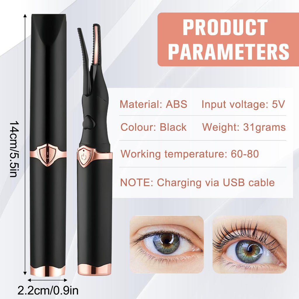 Heated Eyelash Curler Mini Electric Eyelash Curler USB Rechargeable Finalize Eyelash Tool Beauty Tools for Women