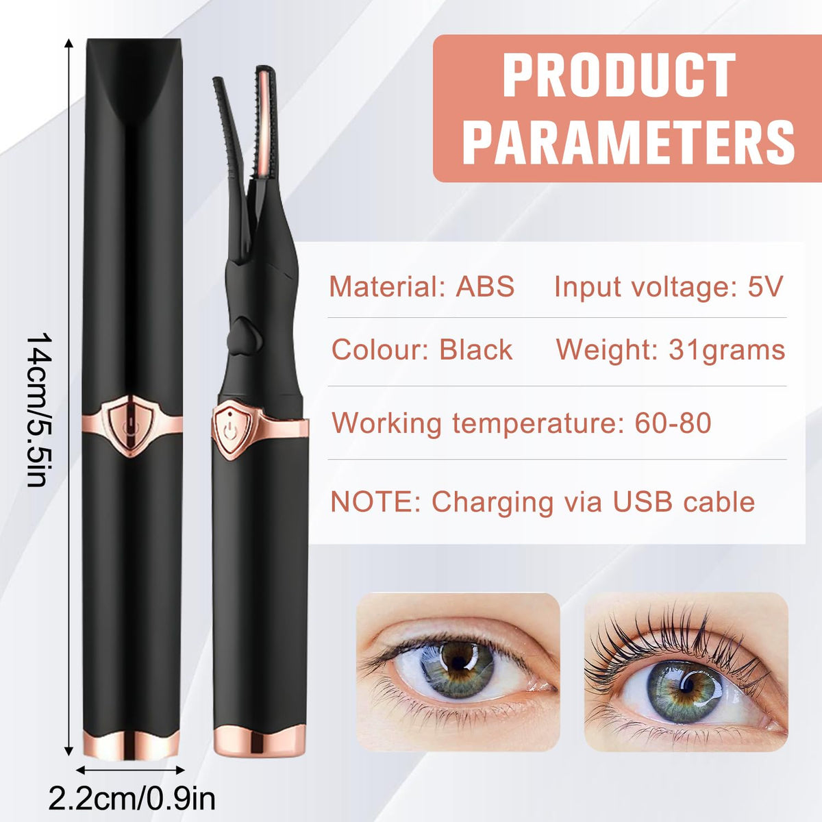 Heated Eyelash Curler Mini Electric Eyelash Curler USB Rechargeable Finalize Eyelash Tool Beauty Tools for Women