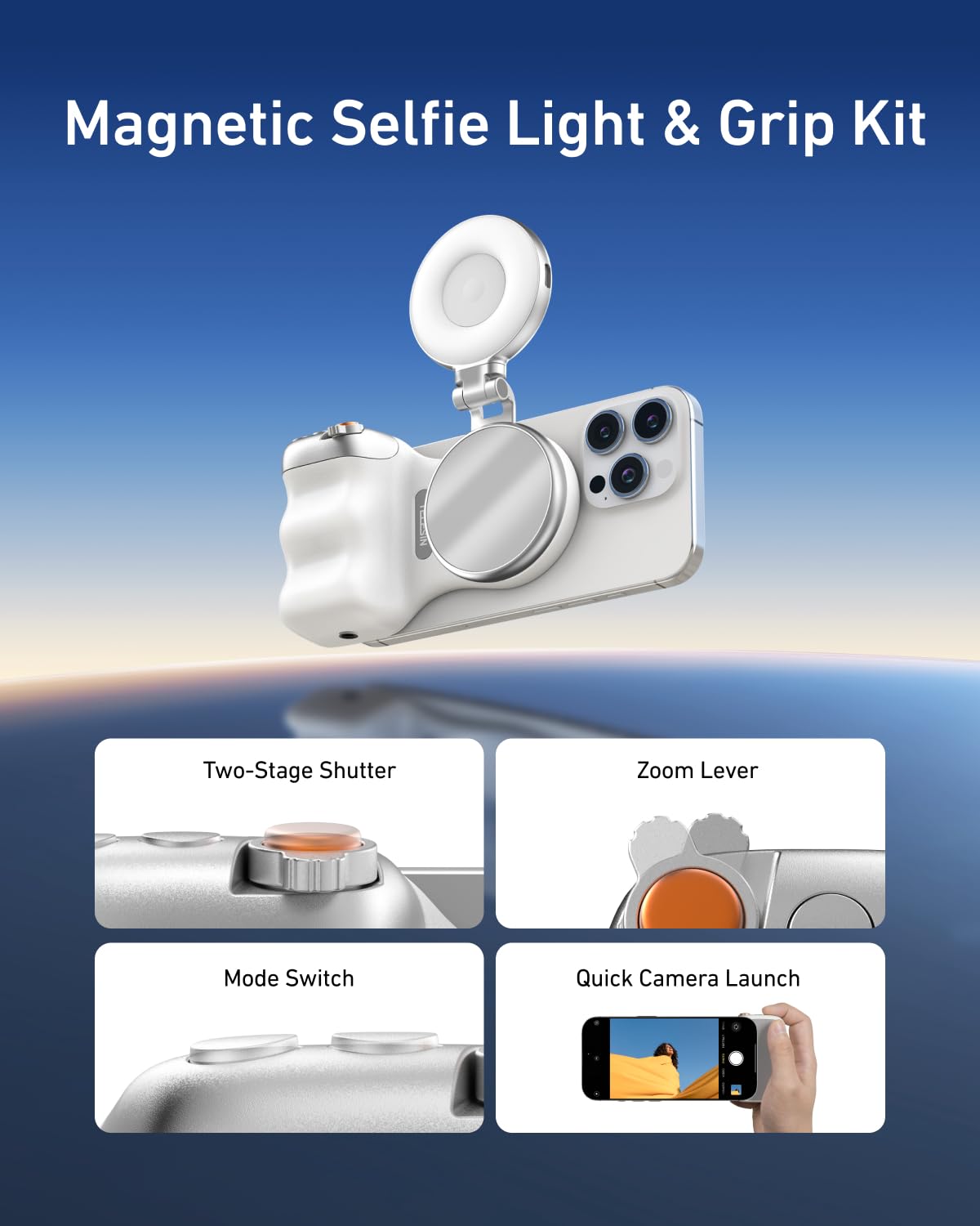 Magnetic Phone Camera Grip & Magnetic Selfie Light Creator Kit