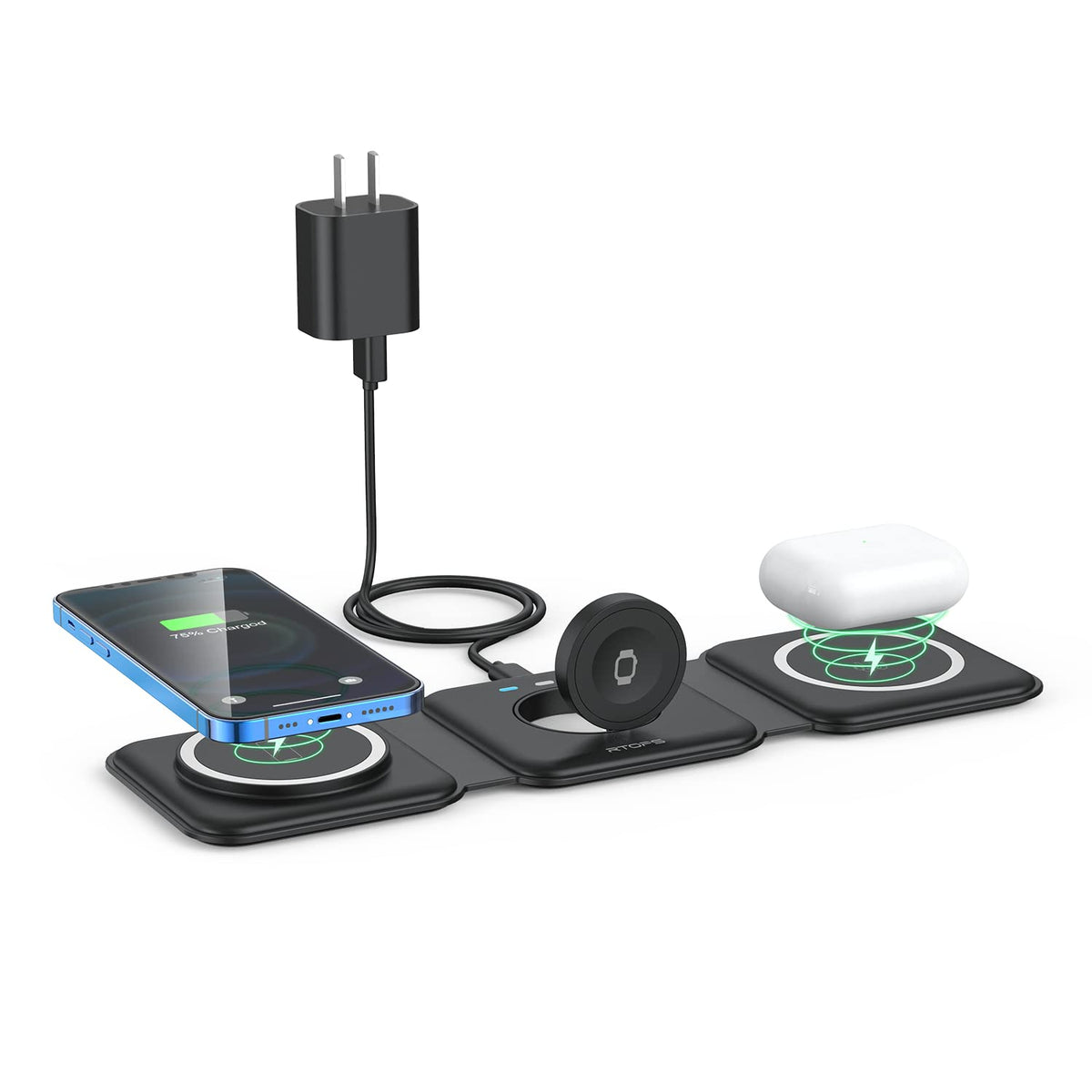 Wireless Charger 3 in 1 Magnetic Travel Wireless Charging Station Compatible