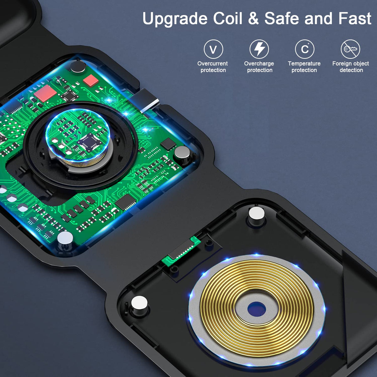 Wireless Charger 3 in 1 Magnetic Travel Wireless Charging Station Compatible