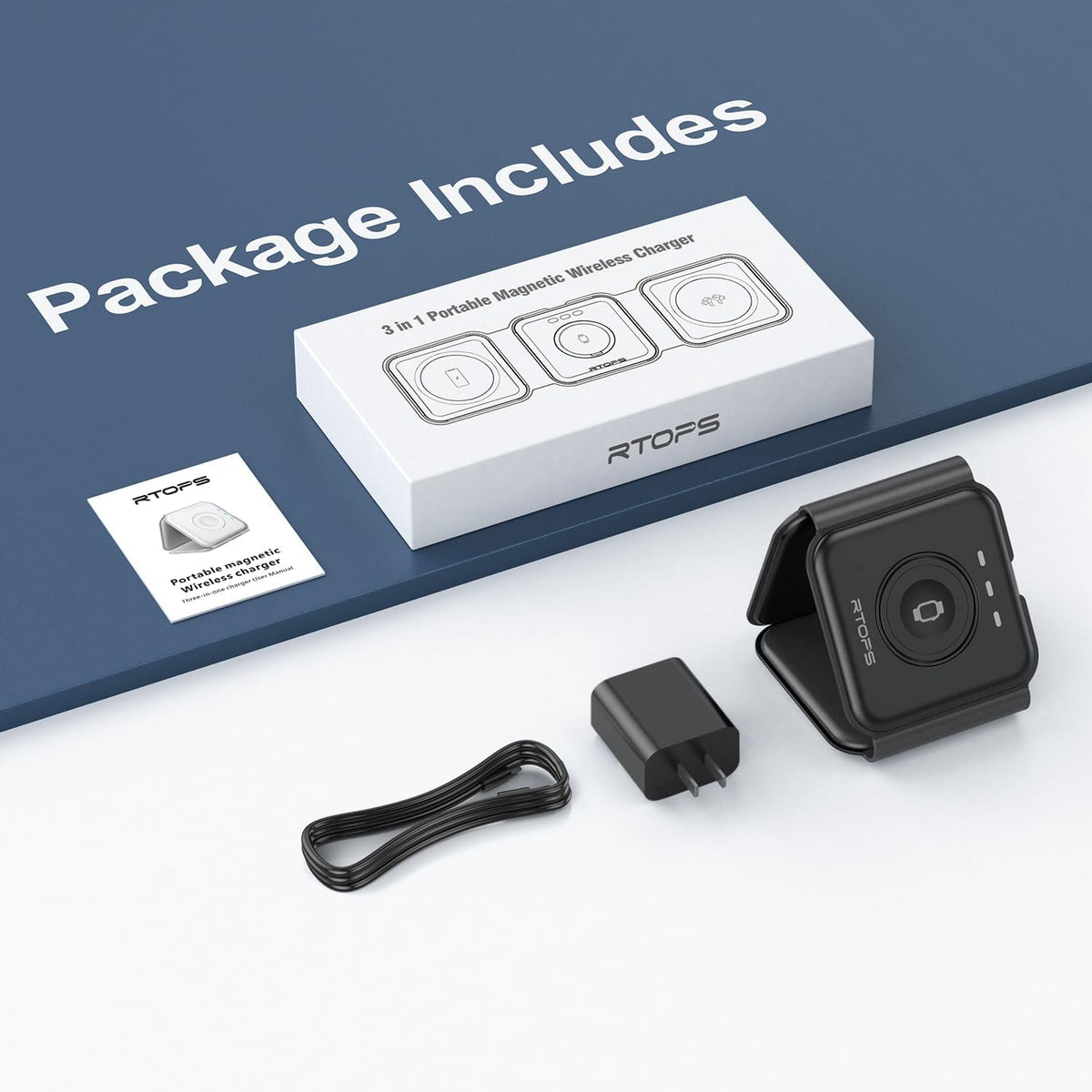 Wireless Charger 3 in 1 Magnetic Travel Wireless Charging Station Compatible