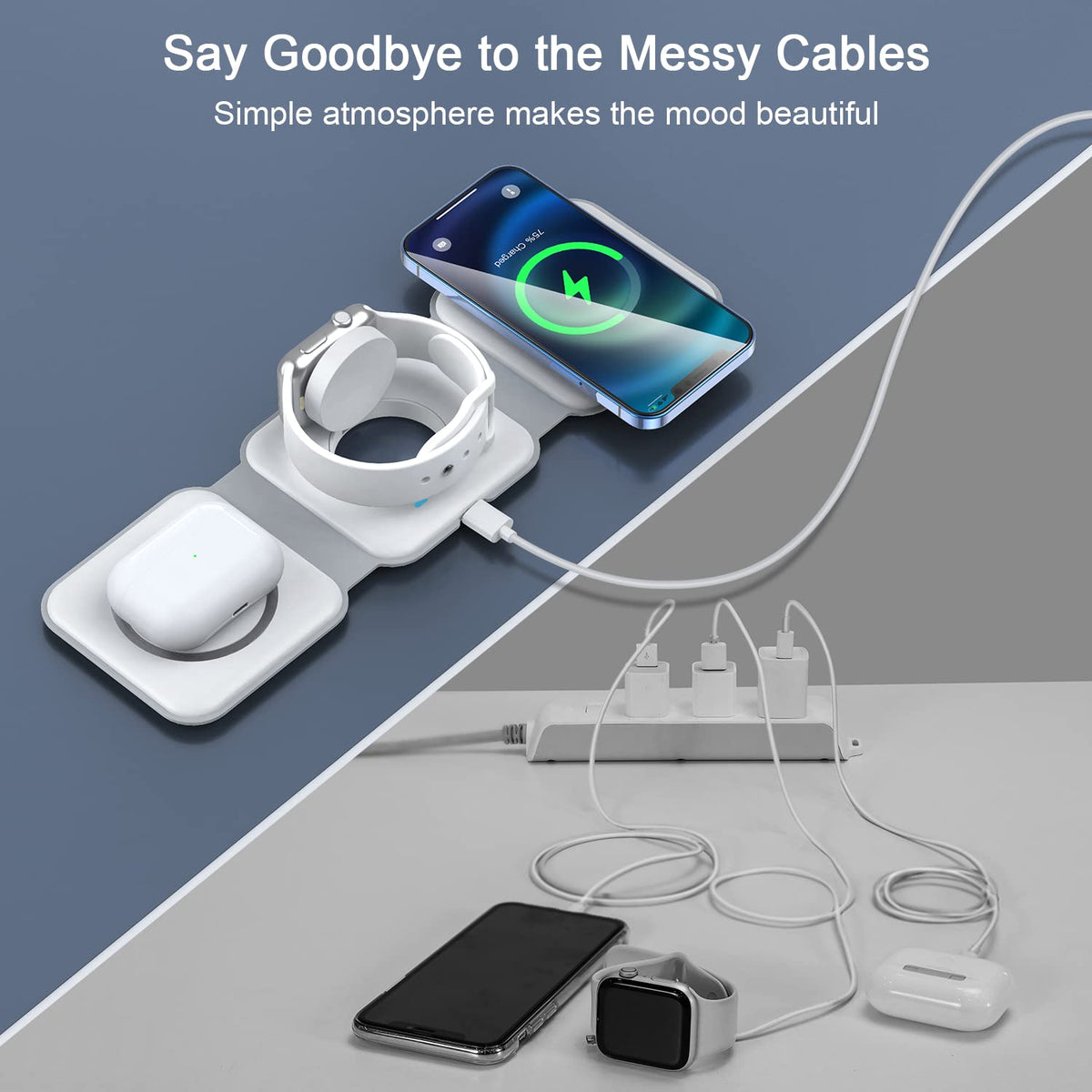 Wireless Charger 3 in 1 Magnetic Travel Wireless Charging Station Compatible